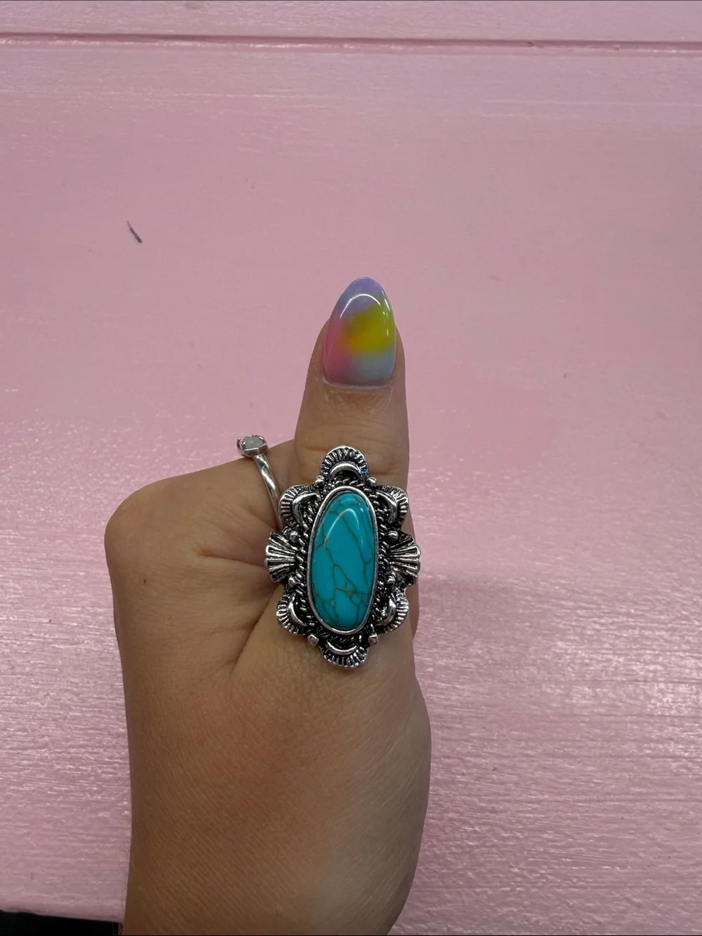 Turquoise Oval Statement Ring - Women Jewelry